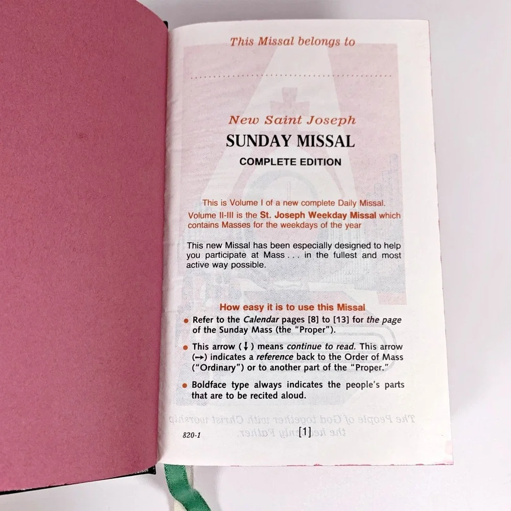 New St Joseph Sunday Missal: Complete Edition (Catholic Book Publishing, 1999)VG
